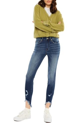SALT TREE Kancan - Women's High Rise Ankle Skinny Jeans - KC8395-NV2