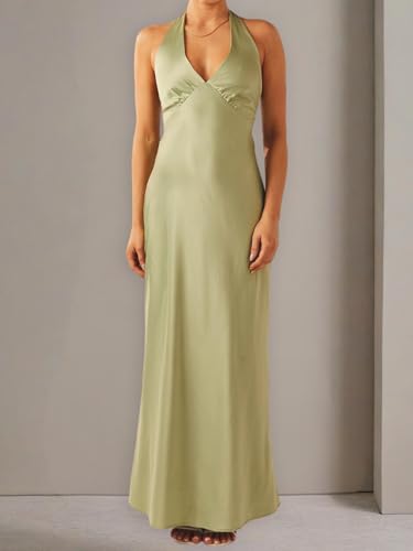 Women's Sleeveless V Neck Solid Color Maxi Dress for Work and Everyday Outfits