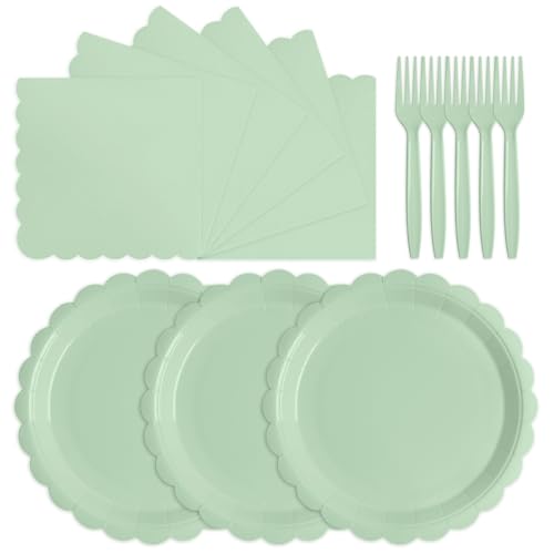 Tyzarglef 105PCS Paper Plates and Napkins Set,7 Inch Scalloped Disposable