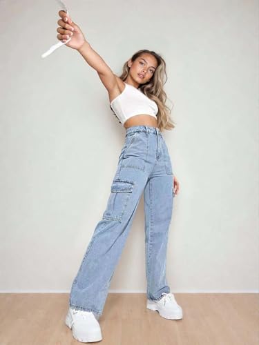 Image of KOTTY High Waist Wide Fit Jeans - Women's Relaxed Denim with Wide Leg