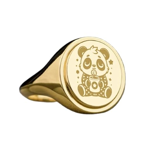 Bague Panda Café en Argent 925 style chevalière ovale pour un look chic au quotidien