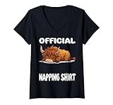 Photo Gallery donna scottish highland cow official napping camicia pigiama maglietta con collo a v Photo Gallery donna scottish highland cow official napping camicia pigiama maglietta con collo a v