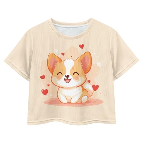 Image of Girls Fashion Crewneck Tee Shirts Casual Short Sleeve Crop Top Summer Outfits 5-14 Year