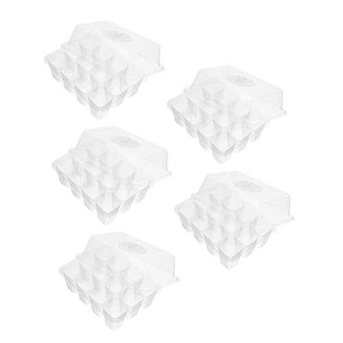 DIKACA 5 Piezas Caja de plántulas macetas de germinación Exterior Plantas Creciente maceteros semillero Bandeja de Cultivo hidropónico Bandeja vivero 12 Rejillas el plastico Transparent