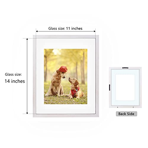 Dlquarts Floating Picture Frames, 11X14 Picture Frame, Floating Display For Photos 2X3, 3.5X5, 5X7, 8X10 Or Full Display Without Mat For 11X14 Fotos, 2 Pack, Vintage White #TOP4