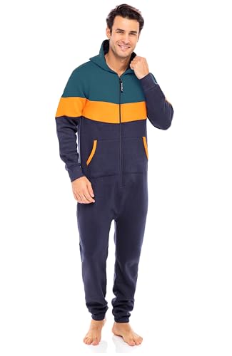 Skylinewears Men's Fleece Hooded Onesie Stylish Zip-Up Jumpsuit Pajamas & Casual Playsuit2