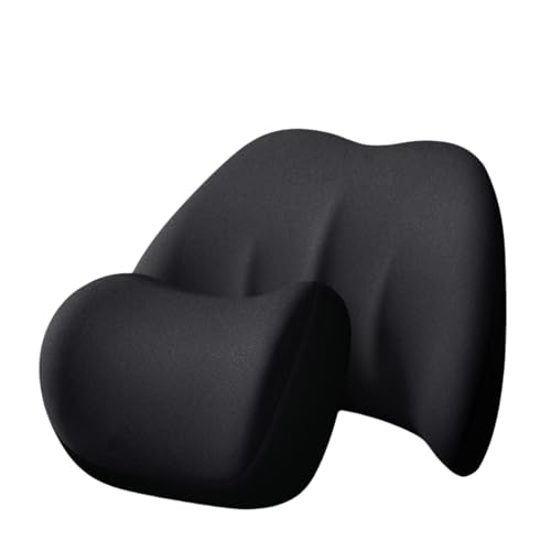 LOOPO に適用ホンダ シビック CIVIC 11代目 FL型 FL1 FL4 ネックパッド 低反発 ヘッドレスト 取り付け簡単 ランバーサポート 柔らかい質感 腰クッション 通気性 人間工学 背もたれ クッション 車用品 (ブラック,セット×1)