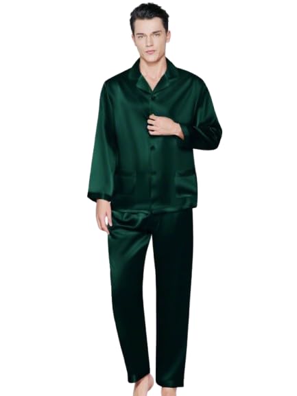 Men Dark Green Full Sleeve Night Suit