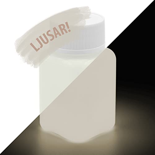 LUMENTICS Målningsfärg vit självlysande 100 g – lysande färgfärg i mörkret – självlysande UV-färg med glödeffekt – fosforescerande – Tillverkad i Tyskland