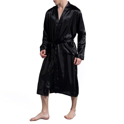 Mens Silk Pajamas Big and Tall Satin Robe Bathrobe Cardigan Comfort Soft Sleep Home Wear Nightgown Comforable Lounge2