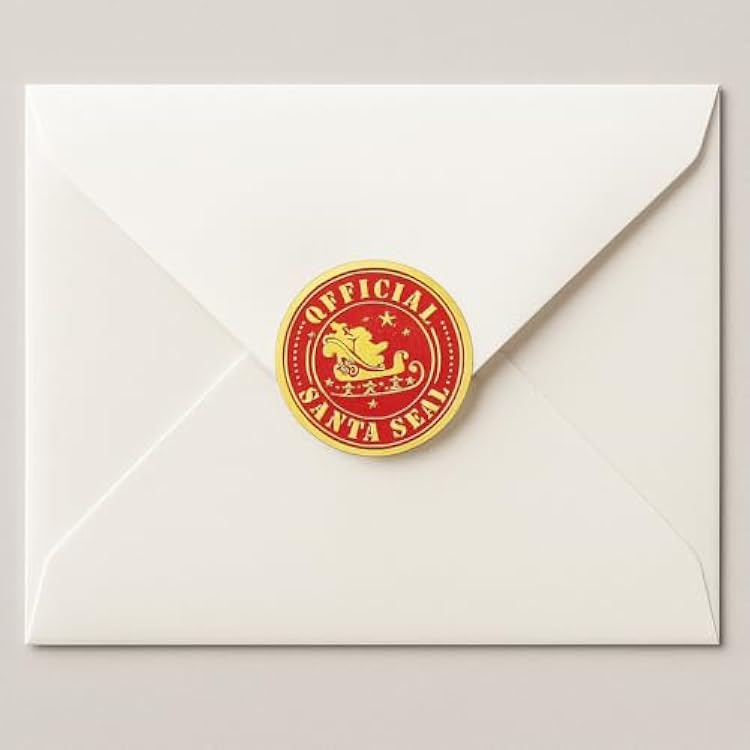 PaperDirect Red & Gold Embossed Foil Santa Seals, Official Santa Stickers for Cards, Gifts, Envelopes, Crafts, Classrooms, Churches, Businesses & Holiday Mailings 48-Pack