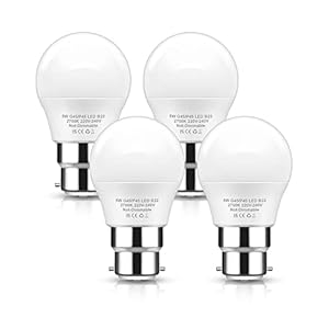 EvaStary Bayonet Light Bulbs, 5W B22 LED Bulb Bayonet 40W Equivalent, Warm White 2700K, LED Golf Ball Bulb Light Bulbs, Energy Saving G45 P45 Mini Globe LED Light Bulb, Non-Dimmable, 4 Packs