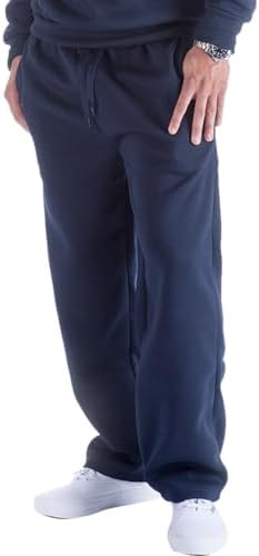 LeeHanTon Mens Fleece Lined Sweatpants Athletic Open Bottom Relaxed Fit Pants Baggy Casual Work Joggers with Pockets Lightweight Basic Athletic Spants for Gym Workout Navy 3XL