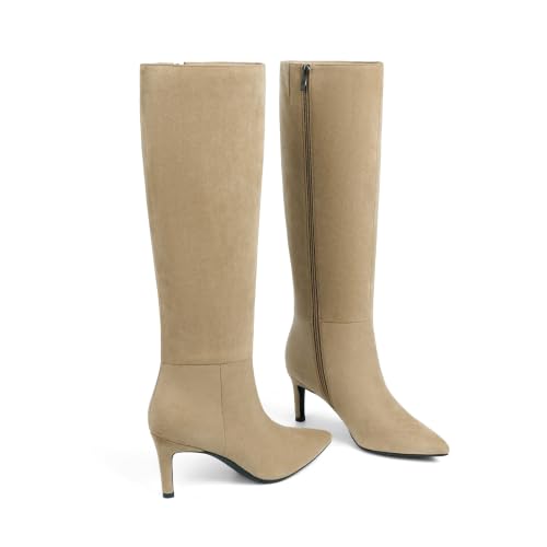 Image of Easyfox Knee High Boots Women Pointed Toe Stiletto Heel Tall Boots