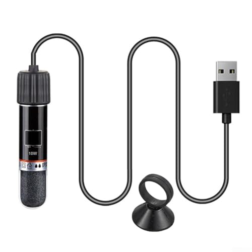 Filteilect Riscaldatore per acquario, 8,5 cm, mini asta in vetro al quarzo, 10 W, USB, 26 °C, protezione automatica a temperatura costante per piccoli acquari