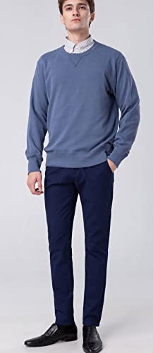 Plaid&Plain Men's Slim Fit Khaki Pants Men's Tapered Chino Pants 8801Navy 30X32 #TOP1