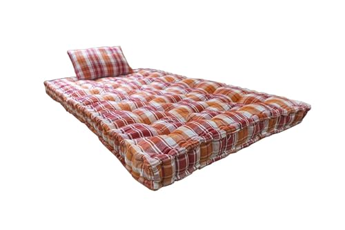 Box Type Soft Cotton Filled Bed Mattress, Firm Gadda for Floor, Bed, Travelling, Multipurpose, Light Weight, King Size Mattress (72X60, Queen Size)