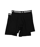 adidas Men's Athletic Stretch Boxer Brief Underwear (2-Pack), Black/ Black Black/ Black, LARGE