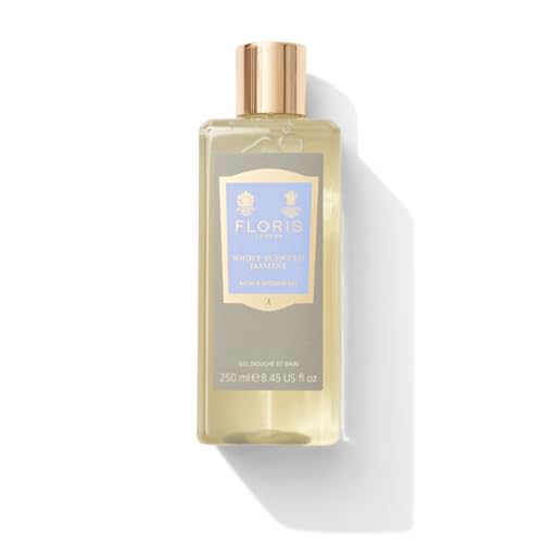 Floris London Night Scented Jasmine Moisturising Bath & Shower Gel (250ml) | Floral Green Fragrance | Gently Foaming, Enriched with Vitamin E & Almond Oil to Soften Skin & Prevent Moisture Loss