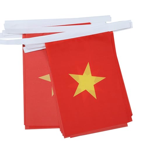 Image of AZ FLAG Vietnam 6 meters BUNTING Flag 20 flags 9'' x 6'' - Vietnamese STRING flags 15 x 21 cm