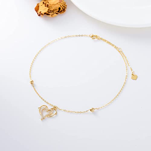Fencci Solid 14K Gold Dolphin Anklet For Women, Real Gold Anklet Bracelets Foot Jewelry Mothers Day Christmas Gifts For Her Wife Girlfriend (Dolphin) #TOP5