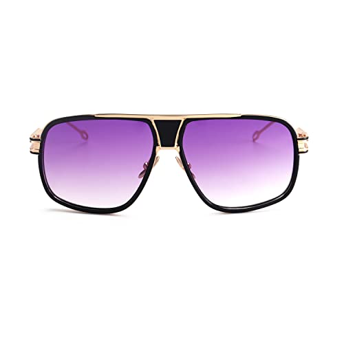 Image of Dollger Sunglasses for Men Oversize Classic Black Shades Goggle Retro Gold Alloy Frame Sun Glasses