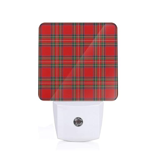 Lrjdmlq Royal Stewart Artifact Tartan Night Light Plug Into Wall,Nightlights with Light Sensor Dusk to Dawn,Plug in Night Lights for Kids,Warm Lamps for Bathroom Bedroom Kitchen