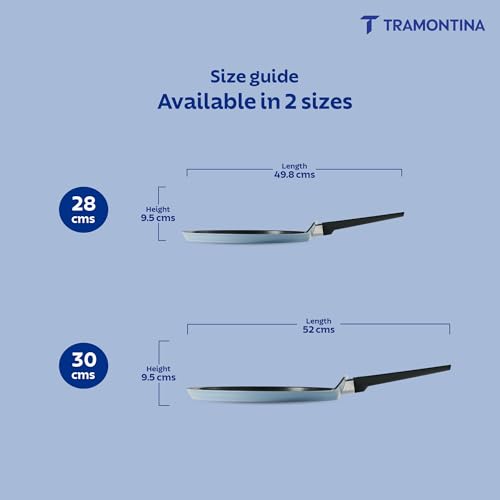 Image of TRAMONTINA Aura Dosa Tawa 28cm | Reinforced Ceramic Non-Stick Cookware | Quick & Even Heating | Low-Oil Cooking | Bakelite Handle | Induction & Gas Compatible | Blueberry