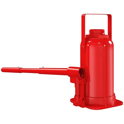 HOMCOM Gato hidráulico de 12 T con botella rango de elevación 190-370 mm con mango largo y sillín