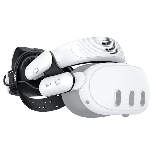 AMVR BS1 Headstrap mit Akku Kompatibel mit Meta Quest 3/3S VR Brille Zubehör mit Luftkühlungssystem Hot Swap Akku Entlastung des Gesichts Komfort & Verlängerte Spielzeit