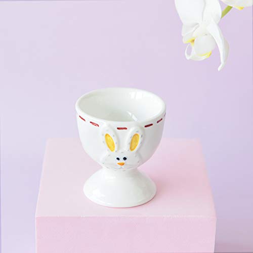 Eierbecher aus Keramik für weich oder hart gekochte Eierhalter – Set mit 2 Eierhaltern für Frühstück, Brunch, Küchengeschirr, Osterhase und Blumen-Eierbecher für Frühling, Zuhause, Party, Geschirr, – Bild 5
