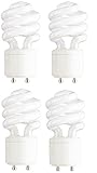 4-Pack - 13 Watt (60 Watt Replacement) Mini-Twist CFL Light Bulb 2700K Warm White GU24 Base