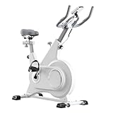 TRIOBLADE Exercise Bike, Indoor Cycling Bike with Phone Mount & LCD Display, Magnetic Resistance Stationary Bike for Home Gym Use Fitness Bicycle with Comfortable Seat Cardio Workout (White)