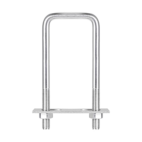 Image of uxcell Square U-Bolts, 2 Sets 52mm(2.05 inch) Inner Width 150mm Length M10 304 Stainless Steel U Clamp Bolt with Nuts and Plates, for Boat Trailer