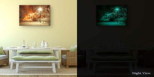 Startonight Canvas Wall Art - Winter Park Warm Light, Seasons Framed 32 X 48 Inches #TOP3