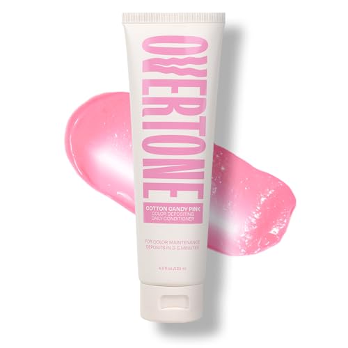 Overtone Daily Color Depositing Conditioner for Hair, Cotton Candy Pink:Temporary Pigment with Shea, Coconut & Avocado Oils, Hydrating, Vegan & Cruelty-Free, All Hair Types, 4.5oz.