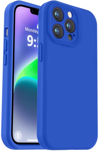 Vooii Compatible with iPhone 13 Pro Max Case, Liquid Silicone Upgrade [Camera Protection] [Soft Anti-Scratch Microfiber Lining] Shockproof Phone Case for iPhone 13 Pro Max 6.7 inch - Klein Blue