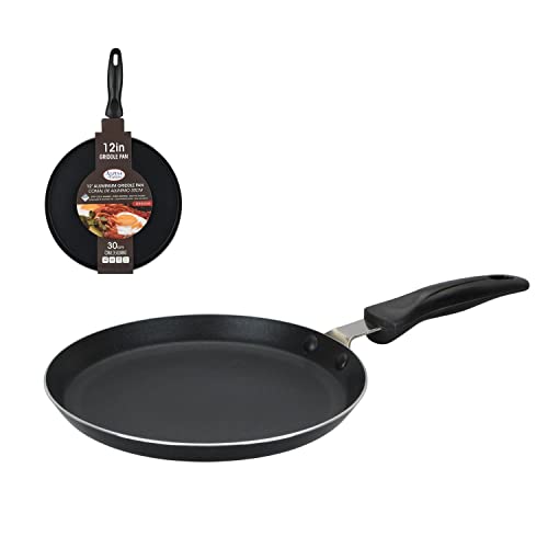 Alpine Cuisine Grillpfanne aus Aluminium, 22,9 cm, Antihaftbeschichtung, Grillpfanne für Herd mit kühlbleibendem Griff, PFOA-frei, Antihaft-Kochgeschirr - spülmaschinenfest - grau Cover