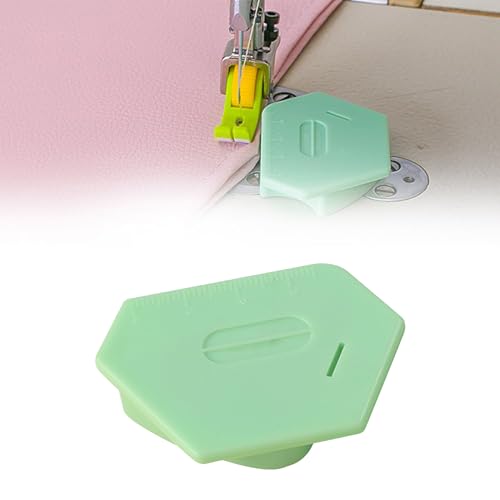 Guía de costura magnética para máquina de coser, nueva herramienta multiusos mejorada, calibre magnético poligonal resistente, guía de dobladillo poligonal multifuncional con escala (Verde)