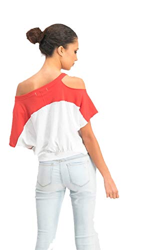 Free People Field Goal Cropped T-Shirt - Ivory/Red M #TOP1