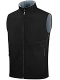 FREE SOLDIER Men's Lightweight Golf Vest Outerwear Windproof Sleeveless Softshell Jacket Running Vest (Black,M)