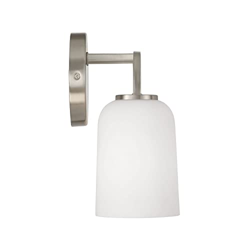 Image of HomePlace Lighting 148821BN-542 Lawson Transitional Soft White Glass Bell Vanity Light for Bathroom, 2-Light 200 Total Watts, 10 inch H x 14 inch W, Brushed /Satin Nickel