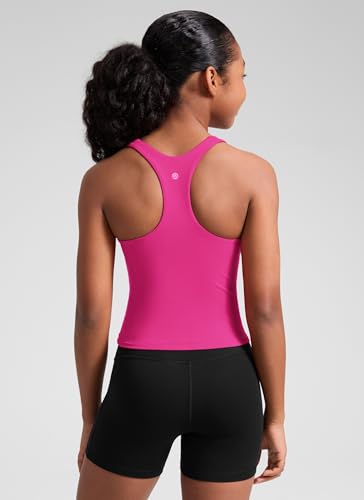 Image of CRZ YOGA Girls Butterluxe Double Lined Tank Top | Dance, Extremely Soft, Tight Fit, Waist Length, High Neck, Athletic, Sleeveless Shirts for Teen