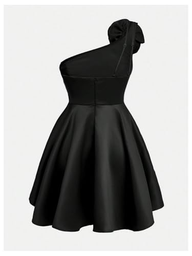 Floerns Girl's Elegant Short Dress 3D Floral One Shoulder Birthday Prom Dresses2