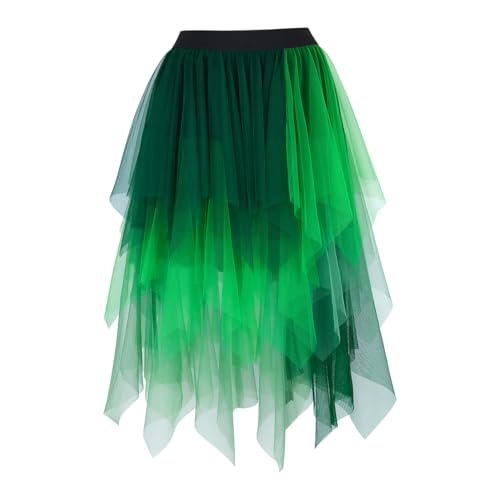 frawirshau Tulle Skirts for Women Renaissance Midi Skirt Asymmetrical High Low Fairy Skirt
