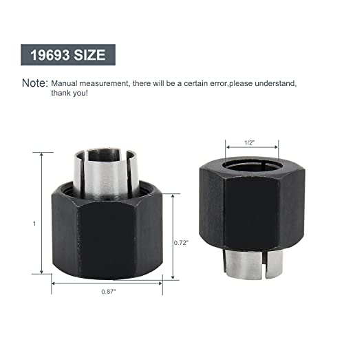 Thaekuns 2Pcs 1/2" Router Collet Fit For Dewalt 326286-03, Bosch 2610906284,Big Horn 19693 & Hitachi 325-199, 323-421, Rc050Dw #TOP1