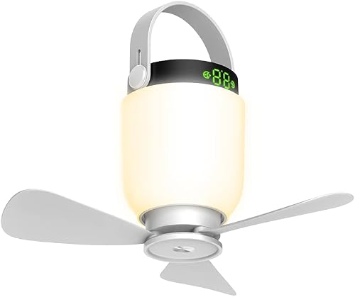VVU&CCO 8000mAh Portable Ceiling Fan, Mini USB Camping Fan Battery Operated, 10.5inch Diameter, Small Rechargeable Fan with Remote Control, Tent Fan with Detachable Fan Blade,Hanging Hook for Outdoor