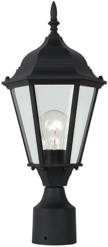 Sea Gull Lighting 82938-12 Outdoor Post Mount with Clear Beveled Glass Shades, Black Finish image 2