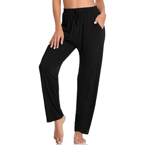 OLIKEME Womens Yoga Pants Loose Comfy Casual Lounge Pants Wide Leg Running Pants Lightweight Workout Pants with Pockets Black Cover