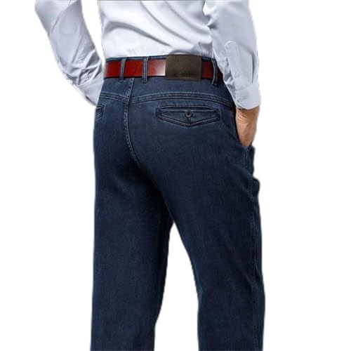 Men's Loose Fit Straight Leg Jeans Streetwear Casual Mid-Rise Thick Denim Comfort Pants for Spring